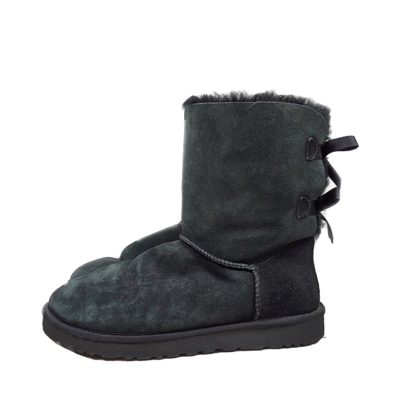 *SOLD*UGG - Black Suede Womens Size 11 Bailey Bow II Boots - Picture 5 of 13
